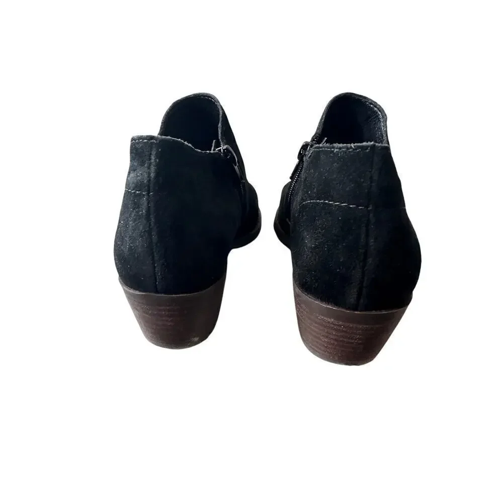 Lucky Brand Size 8.5 Black Fanky Suede Ankle Heel Bootie Boot Fall Closet Staple
